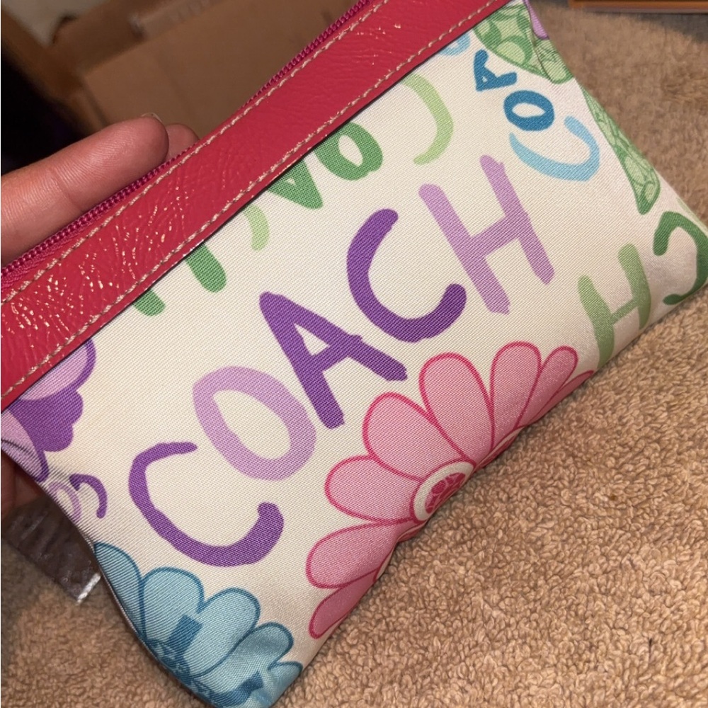 Coach Brand Floral Pink and Multicolor Pouch - Picture 3 of 9